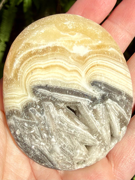 Large Rough Banded Calcite Palm Stone - Morganna’s Treasures