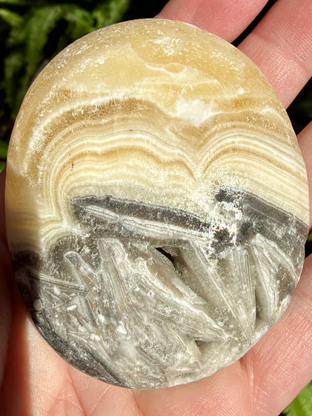Large Rough Banded Calcite Palm Stone - Morganna’s Treasures