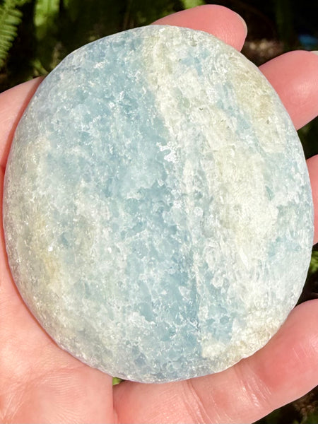 Large Rough Blue Calcite Palm Stone - Morganna’s Treasures