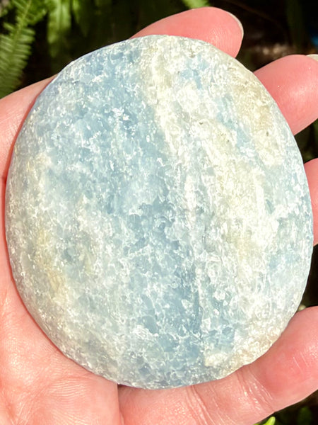 Large Rough Blue Calcite Palm Stone - Morganna’s Treasures