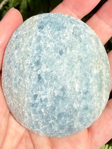 Large Rough Blue Calcite Palm Stone - Morganna’s Treasures
