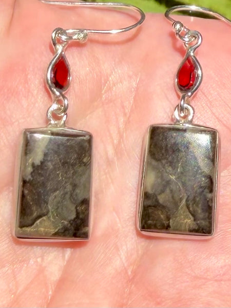 Mountain Jasper and Garnet Earrings - Morganna’s Treasures