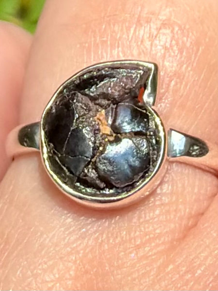 Rare Pyrite in Ammonite Ring Size 8