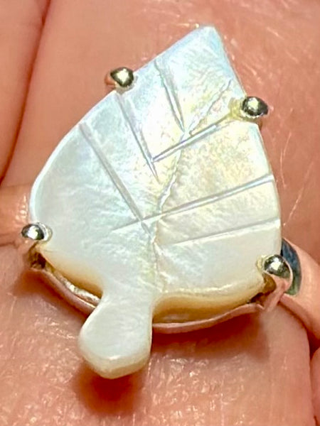 Mother of Pearl Leaf Ring Size 9.5