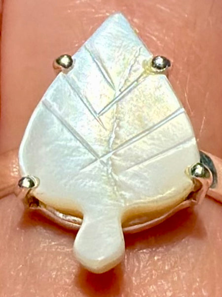 Mother of Pearl Leaf Ring Size 9.5