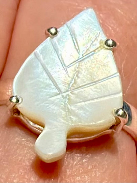 Mother of Pearl Leaf Ring Size 9.5