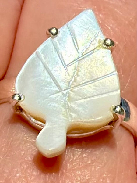 Mother of Pearl Leaf Ring Size 9.5