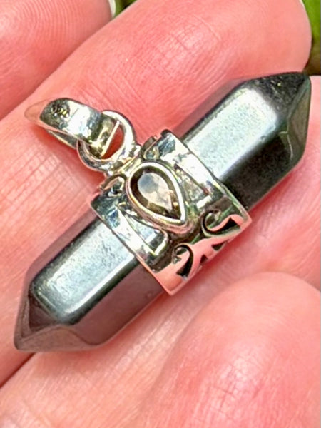 Hematite and Smoky Quartz Pendant