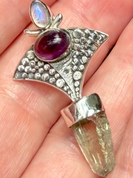Aquamarine, Amethyst and Moonstone Pendant