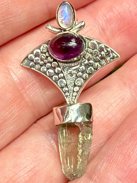 Aquamarine, Amethyst and Moonstone Pendant