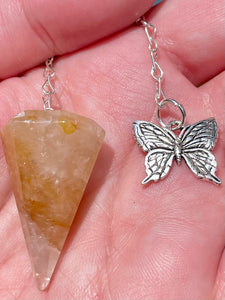 Butterfly Golden Healer Quartz Pendulum - Morganna’s Treasures 