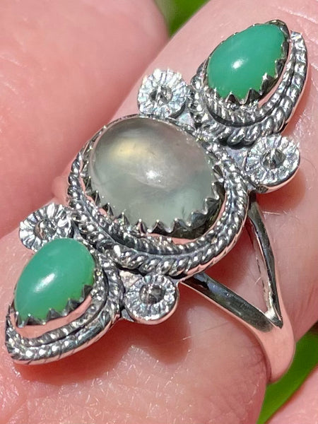 Gorgeous Prehnite and Chrysoprase Ring Size 8.5 - Morganna’s Treasures 