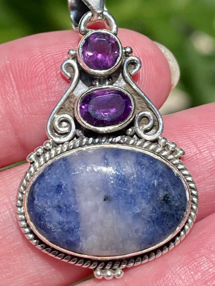 Sodalite and Amethyst Pendant - Morganna’s Treasures 