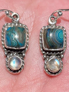 Mexican Laguna Lace Agate and Rainbow Moonstone Earrings - Morganna’s Treasures 