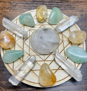 Geometric Symbols Wooden Crystal Grid - Morganna’s Treasures 