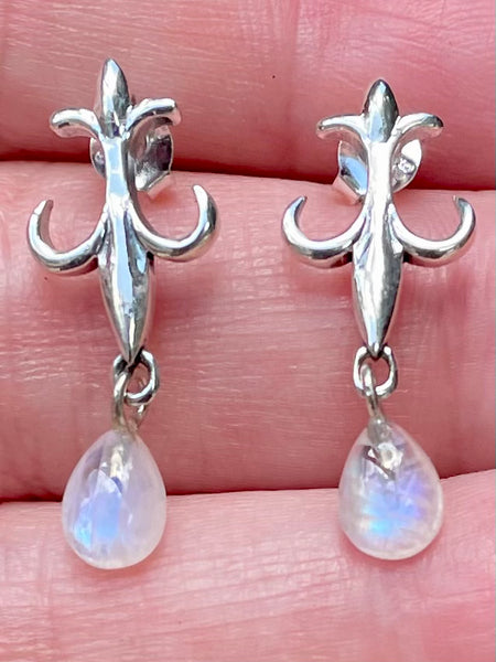 Anchor Rainbow Moonstone Studded Earrings - Morganna’s Treasures 