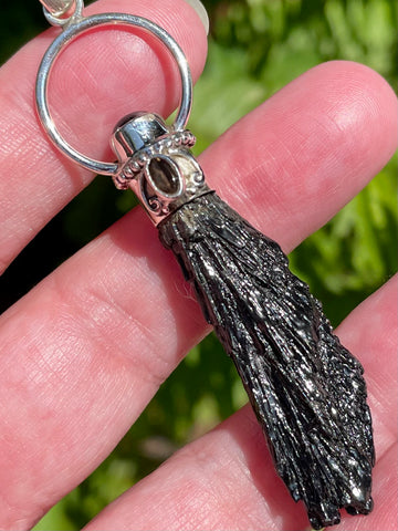 Black Kyanite, Smoky Quartz and Black Onyx Pendant - Morganna’s Treasures 