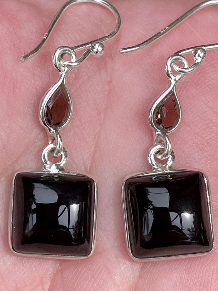 Smoky Quartz and Black Onyx Earrings - Morganna’s Treasures 