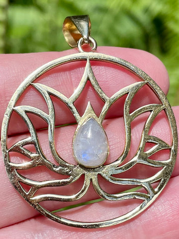 Rainbow Moonstone Lotus Pendant - Morganna’s Treasures 