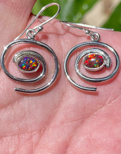 Spiral Fire Opal Earrings - Morganna’s Treasures 