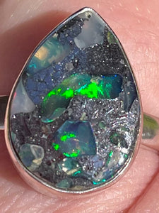 Ethiopian Opal in Pyrite Ring Size 8 - Morganna’s Treasures 