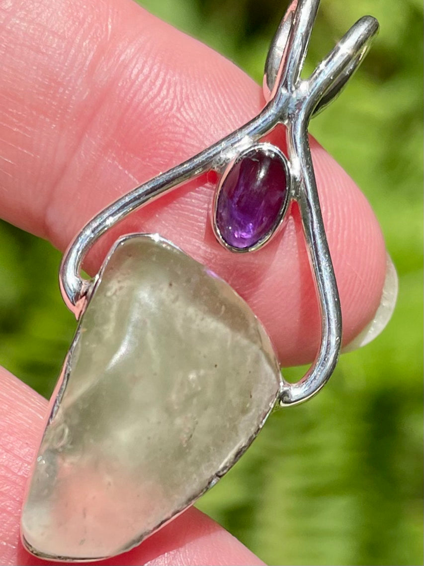 Libyan Desert Glass and Amethyst Pendant - Morganna’s Treasures 