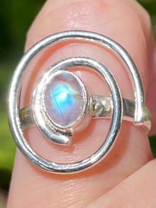 Spiral Rainbow Moonstone Ring Size 6 - Morganna’s Treasures 