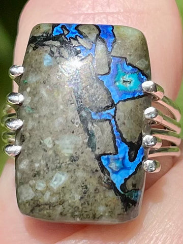 Gorgeous Lightning Azurite Ring Size 6.5 - Morganna’s Treasures 