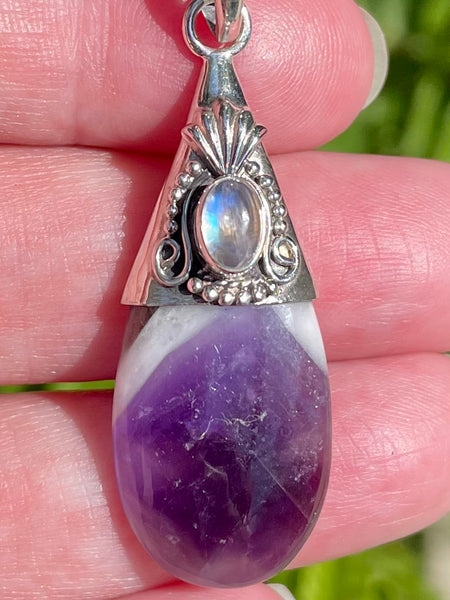 Chevron Amethyst and Moonstone Pendant - Morganna’s Treasures 