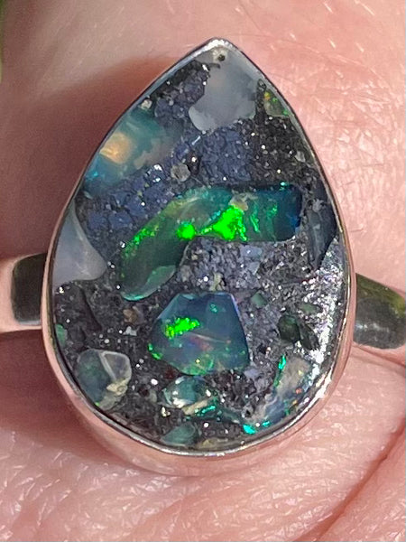 Ethiopian Opal in Pyrite Ring Size 8 - Morganna’s Treasures 