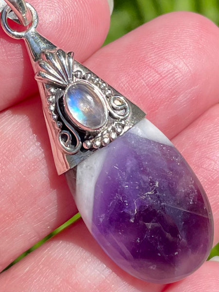 Chevron Amethyst and Moonstone Pendant - Morganna’s Treasures 