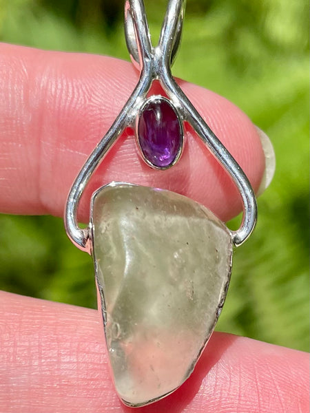 Libyan Desert Glass and Amethyst Pendant - Morganna’s Treasures 