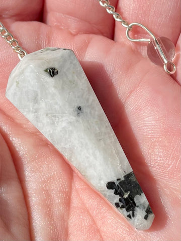 Black Tourmaline and Moonstone Pendulum - Morganna’s Treasures 