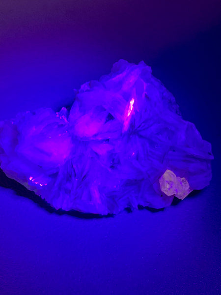 Fluorescent Cerussite on Barite with Galena Cluster - Morganna’s Treasures 