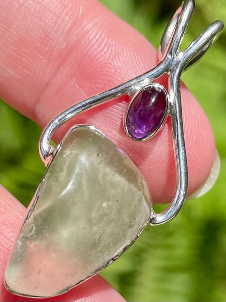 Libyan Desert Glass and Amethyst Pendant - Morganna’s Treasures 