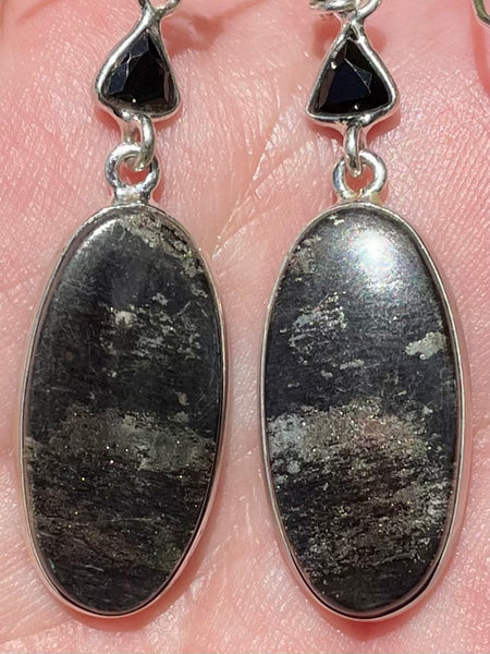 Pyrite in Magnetite (Healer's Gold) and Black Onyx Earrings - Morganna’s Treasures 