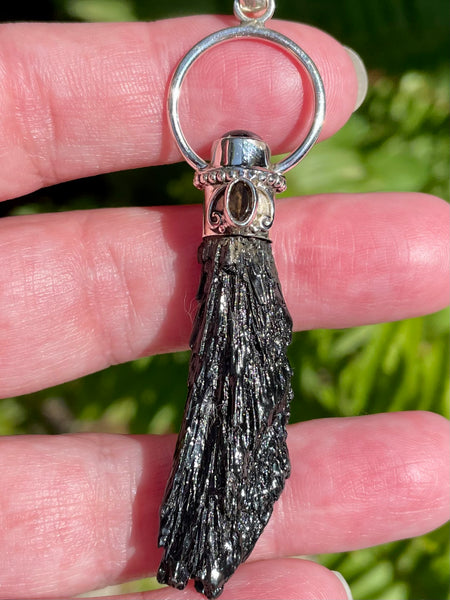 Black Kyanite, Smoky Quartz and Black Onyx Pendant - Morganna’s Treasures 