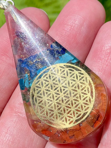 Chakra Orgonite Flower of Life Pendant - Morganna’s Treasures 