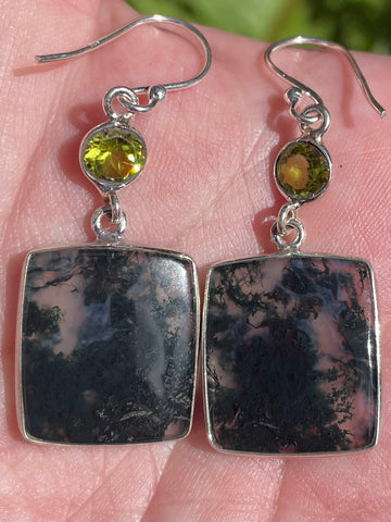 Moss Agate and Peridot Earrings - Morganna’s Treasures 