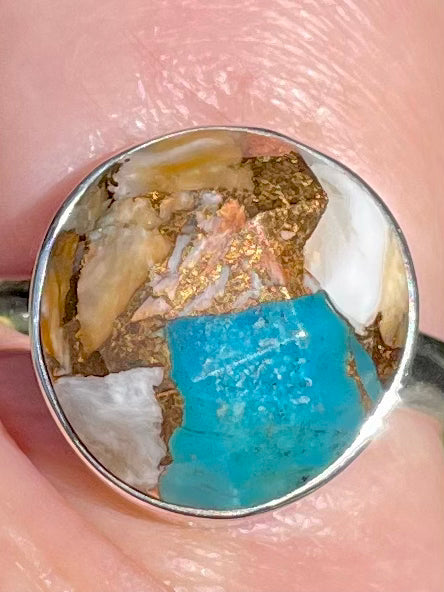 Faceted Spiny Oyster and Arizona Turquoise Ring Size 9 - Morganna’s Treasures 