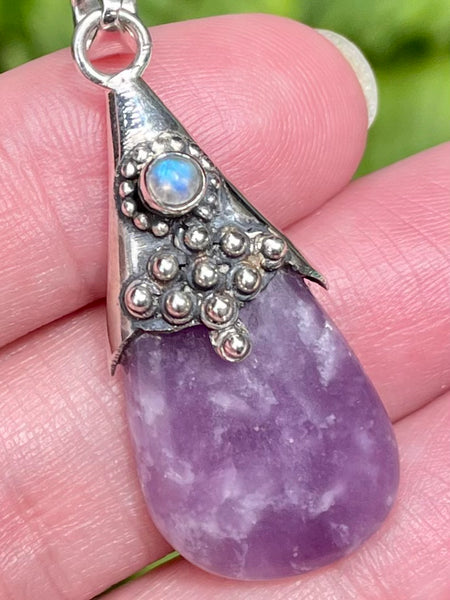 Lepidolite and Rainbow Moonstone Pendant - Morganna’s Treasures 