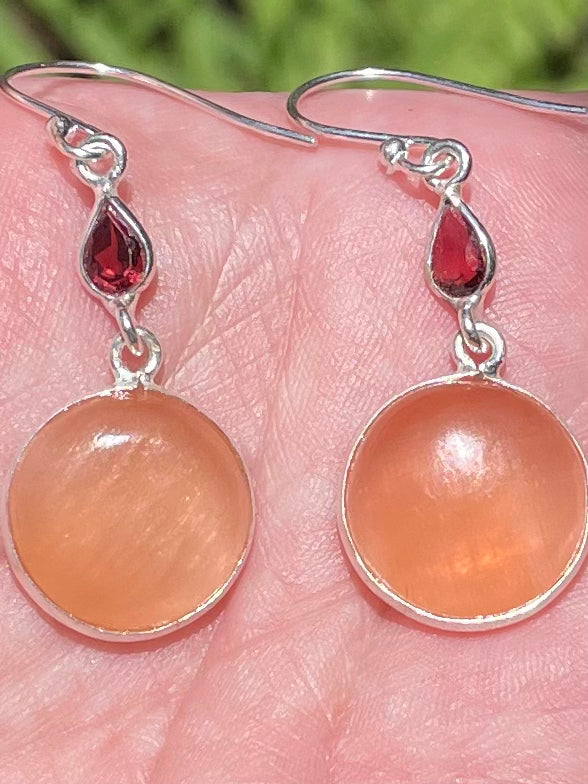 Orange Selenite and Garnet Earrings - Morganna’s Treasures 
