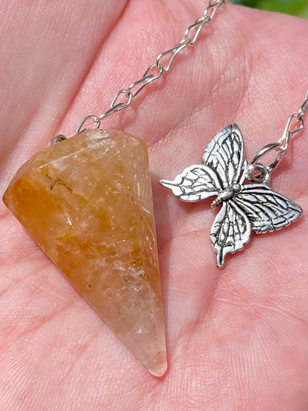 Butterfly Golden Healer Quartz Pendulum - Morganna’s Treasures 