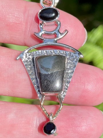 Pyrite in Magnetite (Healer's Gold) and Black Onyx Pendant - Morganna’s Treasures 