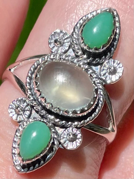 Gorgeous Prehnite and Chrysoprase Ring Size 8.5 - Morganna’s Treasures 