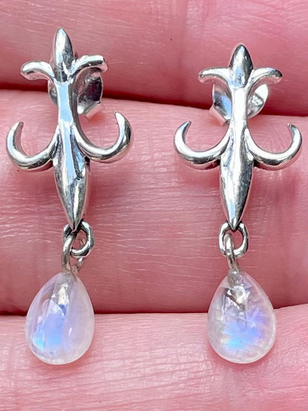 Anchor Rainbow Moonstone Studded Earrings - Morganna’s Treasures 