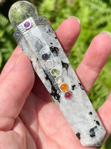 Rainbow Moonstone Chakra Healing Wand - Morganna’s Treasures 