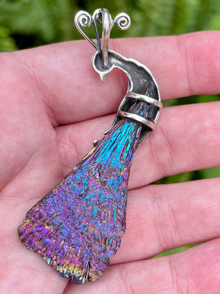 Gorgeous Peacock Rainbow Aura Kyanite Pendant - Morganna’s Treasures 