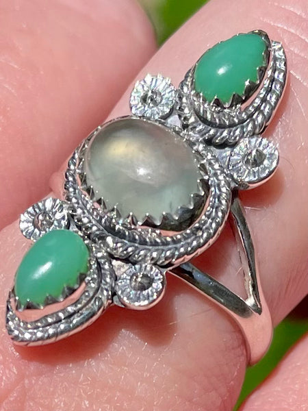 Gorgeous Prehnite and Chrysoprase Ring Size 8.5 - Morganna’s Treasures 