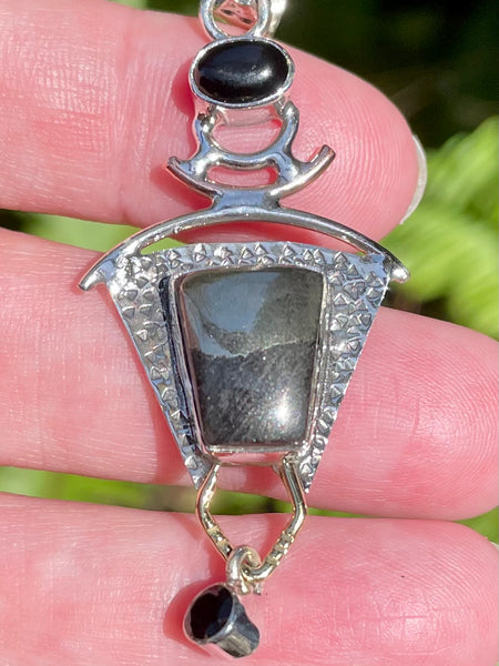 Pyrite in Magnetite (Healer's Gold) and Black Onyx Pendant - Morganna’s Treasures 